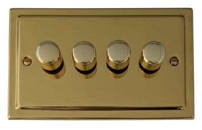 G&H TBUL524 Trimline Plate Unlacquered Polished Brass 4 Gang 1 or 2 Way LED Dimmer Switch