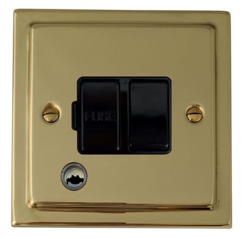 G&H TBUL56B Trimline Plate Unlacquered Polished Brass 1 Gang Fused Spur 13A Switched & Flex Outlet