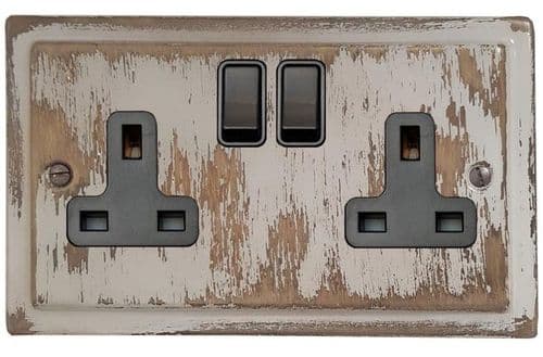 G&H TDB10B Trimline Plate Dover Bronze 2 Gang Double 13A Switched Plug Socket