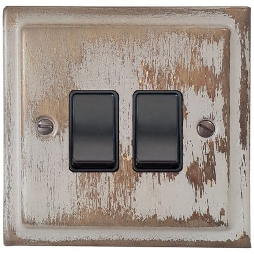 G&H TDB2B Trimline Plate Dover Bronze 2 Gang 1 or 2 Way Rocker Light Switch