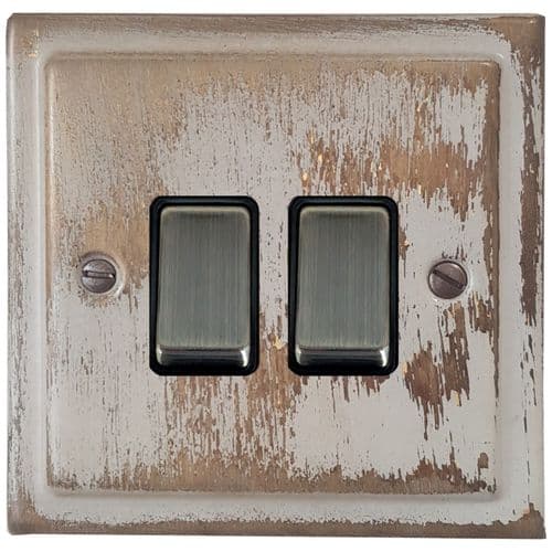 G&H TDB302 Trimline Plate Dover Bronze 2 Gang 1 or 2 Way Rocker Light Switch