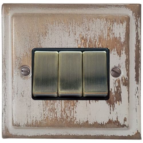 G&H TDB303 Trimline Plate Dover Bronze 3 Gang 1 or 2 Way Rocker Light Switch