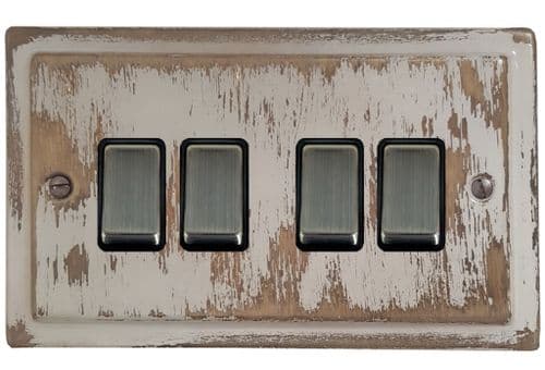 G&H TDB304 Trimline Plate Dover Bronze 4 Gang 1 or 2 Way Rocker Light Switch