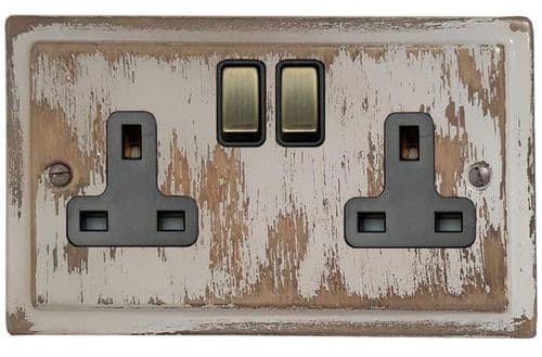 G&H TDB310 Trimline Plate Dover Bronze 2 Gang Double 13A Switched Plug Socket