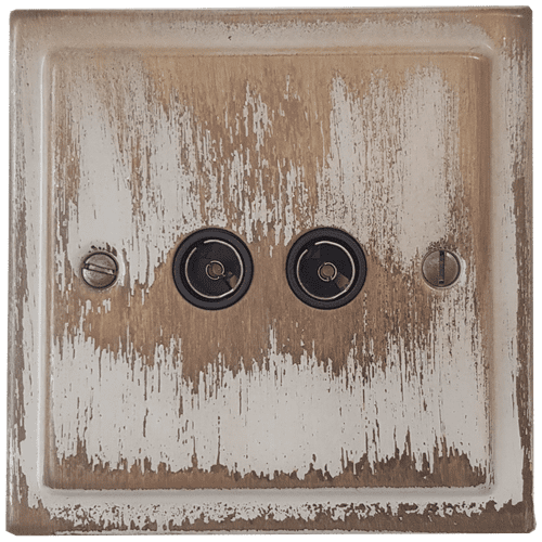 G&H TDB36B Trimline Plate Dover Bronze 2 Gang TV Coax Socket Point