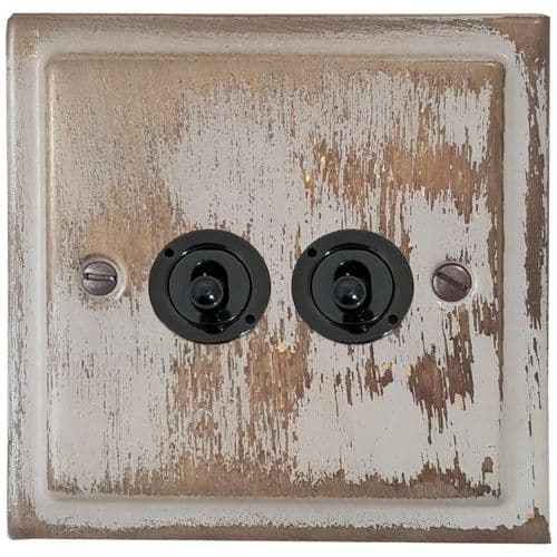 G&H TDB382-FBK Trimline Plate Dover Bronze 2 Gang 2 Way Toggle Light Switch