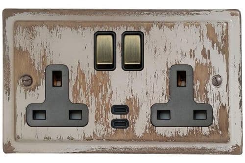 G&H TDB3913 Trimline Plate Dover Bronze 2 Gang Double 13A Plug Socket Dual 4.2A USB C