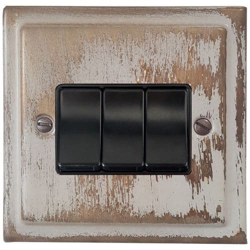 G&H TDB3B Trimline Plate Dover Bronze 3 Gang 1 or 2 Way Rocker Light Switch