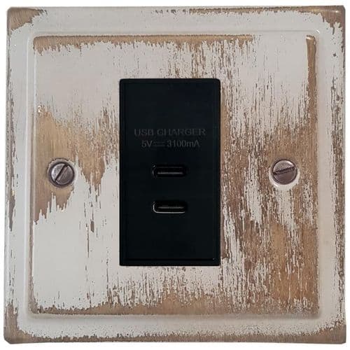 G&H TDB42B Trimline Plate Dover Bronze 1 Gang USB Charger 3.1A Dual USB C