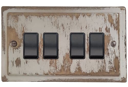 G&H TDB4B Trimline Plate Dover Bronze 4 Gang 1 or 2 Way Rocker Light Switch