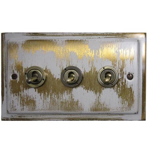 G&H TDB83A-AB Trimline Plate Dover Bronze 3 Gang 1 x 2 Way 2 x Intermediate Toggle Light Switch