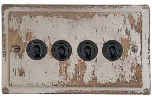 G&H TDB84D-FBK Trimline Plate Dover Bronze 4 Gang 3 x 2 Way 1 x Intermediate Toggle Light Switch