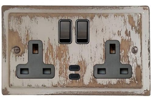 G&H TDB913B Trimline Plate Dover Bronze 2 Gang Double 13A Plug Socket Dual 4.2A USB C