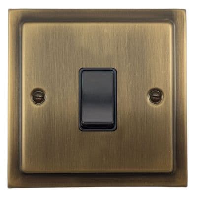 G&H TLAB1B Trimline Plate Light Antique Brass 1 Gang 1 or 2 Way Rocker Light Switch