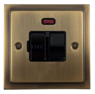 G&H TLAB27B Trimline Plate Light Antique Brass 1 Gang Fused Spur 13A Switched & Neon