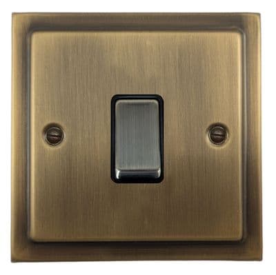 G&H TLAB305 Trimline Plate Light Antique Brass 1 Gang Intermediate Rocker Light Switch