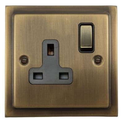 G&H TLAB309 Trimline Plate Light Antique Brass 1 Gang Single 13A Switched Plug Socket