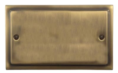 G&H TLAB32 Trimline Plate Light Antique Brass 2 Gang Double Blank Plate