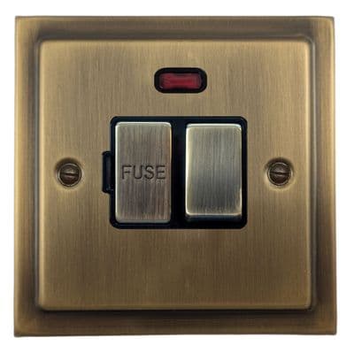 G&H TLAB327 Trimline Plate Light Antique Brass 1 Gang Fused Spur 13A Switched & Neon