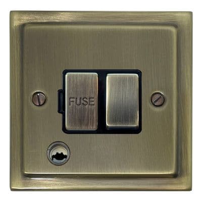 G&H TLAB356 Trimline Plate Light Antique Brass 1 Gang Fused Spur 13A Switched & Flex Outlet