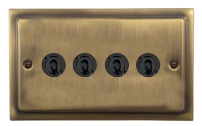 G&H TLAB384-FBK Trimline Plate Light Antique Brass 4 Gang 2 Way Toggle Light Switch