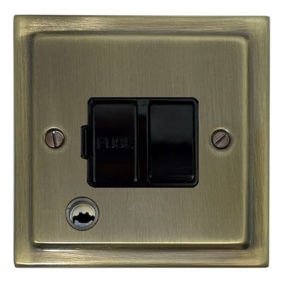 G&H TLAB56B Trimline Plate Light Antique Brass 1 Gang Fused Spur 13A Switched & Flex Outlet