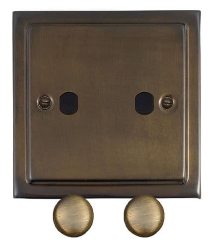 G&H TMBZ12-PK-AB Trimline Plate Medium Bronze 2 Gang Dimmer Plate Only inc Dimmer Knobs
