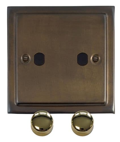 G&H TMBZ12-PK-PB Trimline Plate Medium Bronze 2 Gang Dimmer Plate Only inc Dimmer Knobs
