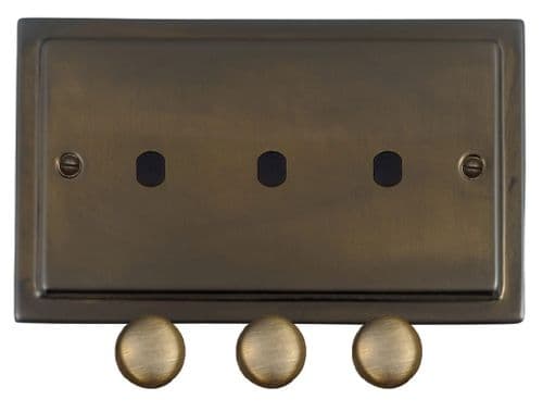 G&H TMBZ13-PK-AB Trimline Plate Medium Bronze 3 Gang Dimmer Plate Only inc Dimmer Knobs