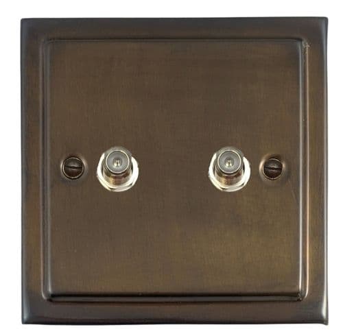 G&H TMBZ237 Trimline Plate Medium Bronze 2 Gang Satellite Socket Point