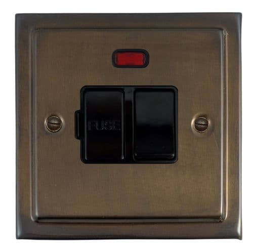G&H TMBZ27B Trimline Plate Medium Bronze 1 Gang Fused Spur 13A Switched & Neon