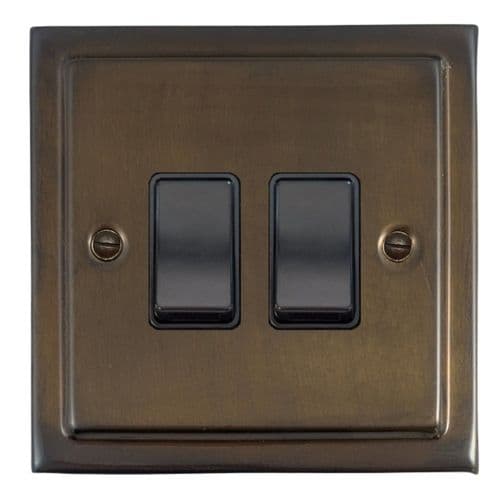 G&H TMBZ2B Trimline Plate Medium Bronze 2 Gang 1 or 2 Way Rocker Light Switch