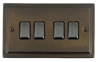 G&H TMBZ304-AB Trimline Plate Medium Bronze 4 Gang 1 or 2 Way Rocker Light Switch