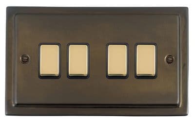 G&H TMBZ304-PB Trimline Plate Medium Bronze 4 Gang 1 or 2 Way Rocker Light Switch