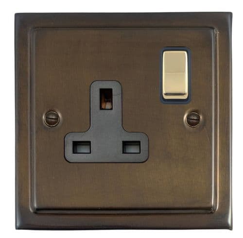 G&H TMBZ309-PB Trimline Plate Medium Bronze 1 Gang Single 13A Switched Plug Socket