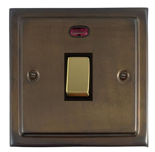 G&H TMBZ326-PB Trimline Plate Medium Bronze 1 Gang 20 Amp Double Pole Switch & Neon
