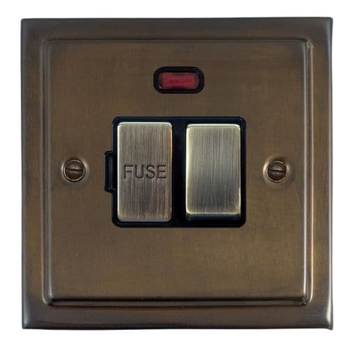 G&H TMBZ327-AB Trimline Plate Medium Bronze 1 Gang Fused Spur 13A Switched & Neon
