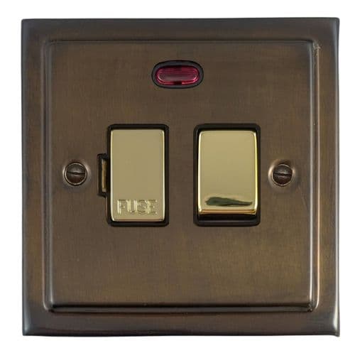 G&H TMBZ327-PB Trimline Plate Medium Bronze 1 Gang Fused Spur 13A Switched & Neon