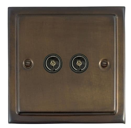 G&H TMBZ36B Trimline Plate Medium Bronze 2 Gang TV Coax Socket Point