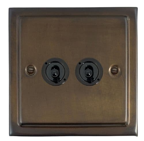 G&H TMBZ382-FBK Trimline Plate Medium Bronze 2 Gang 1 or 2 Way Toggle Light Switch