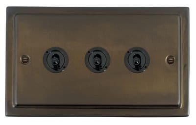 G&H TMBZ383-FBK Trimline Plate Medium Bronze 3 Gang 1 or 2 Way Toggle Light Switch