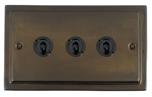 G&H TMBZ383-FBK Trimline Plate Medium Bronze 3 Gang 1 or 2 Way Toggle Light Switch