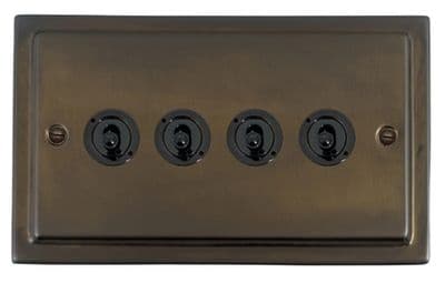 G&H TMBZ384-FBK Trimline Plate Medium Bronze 4 Gang 1 or 2 Way Toggle Light Switch