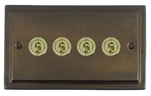 G&H TMBZ384-PB Trimline Plate Medium Bronze 4 Gang 1 or 2 Way Toggle Light Switch