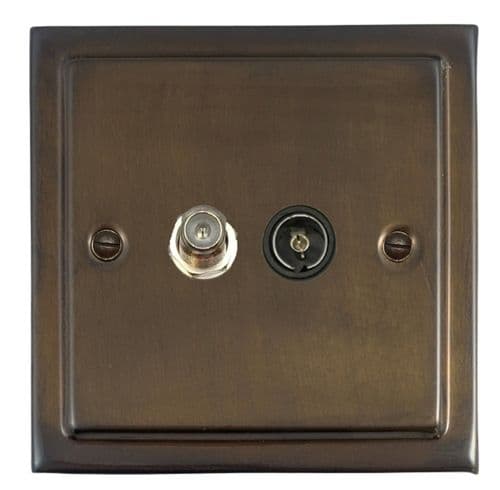 G&H TMBZ38B Trimline Plate Medium Bronze 1 Gang TV Coax & Satellite Socket Point