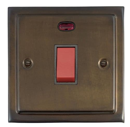 G&H TMBZ46B Trimline Plate Medium Bronze 45 Amp DP Cooker Switch & Neon Single Plate