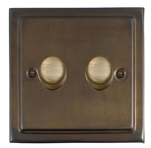G&H TMBZ522-AB Trimline Plate Medium Bronze 2 Gang 1 or 2 Way LED Dimmer Switch