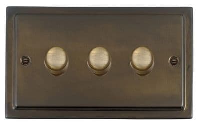 G&H TMBZ523-AB Trimline Plate Medium Bronze 3 Gang 1 or 2 Way LED Dimmer Switch