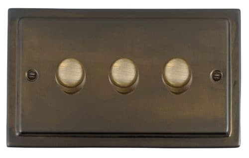 G&H TMBZ523-AB Trimline Plate Medium Bronze 3 Gang 1 or 2 Way LED Dimmer Switch