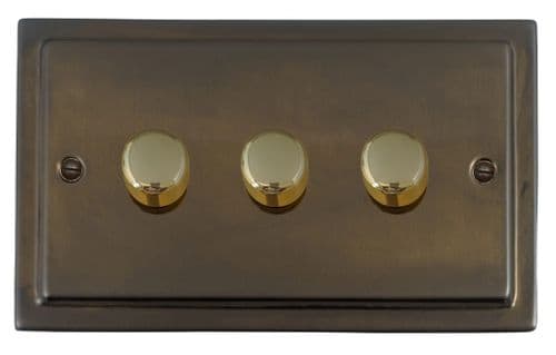 G&H TMBZ523-PB Trimline Plate Medium Bronze 3 Gang 1 or 2 Way LED Dimmer Switch